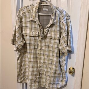Columbia Men's Tan Checkered Button-Down Shirt